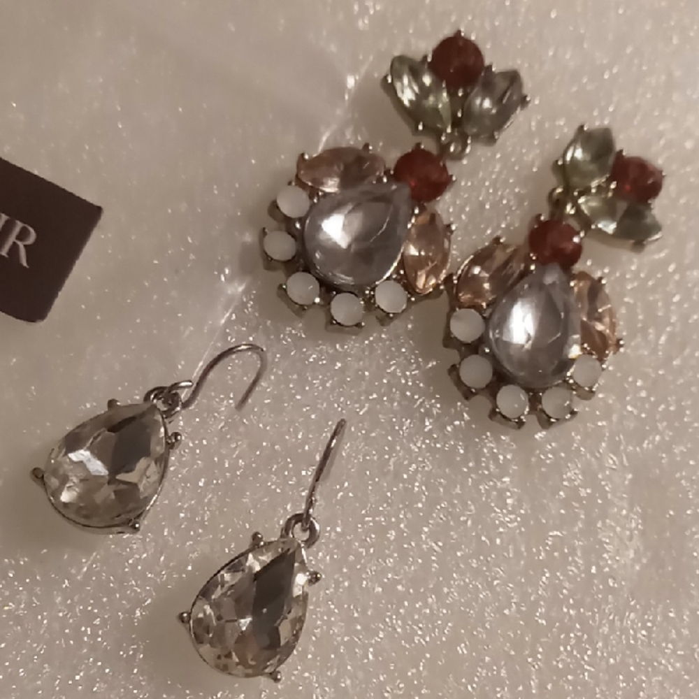 Fosir Elegant Crystal Drop Earrings 2 pairs